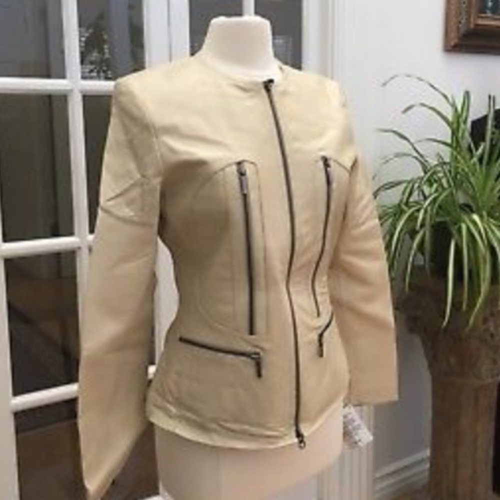 Prague cream leather jacket